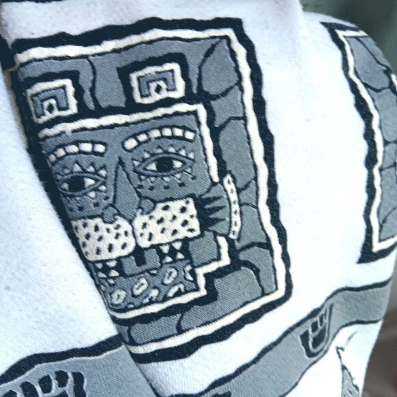 Vintage Womens SweatShirt Large 1980s Puff AOP Aztec Mayan Cats T-shirt  Scarab - Picture 6 of 6